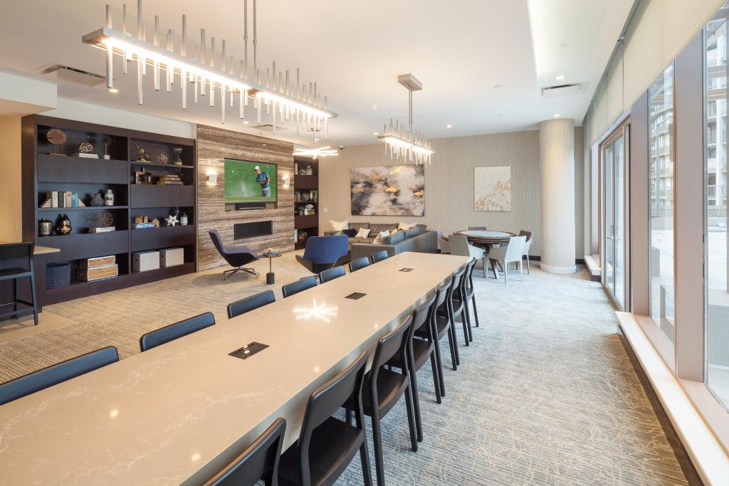 Large communal coworking table.